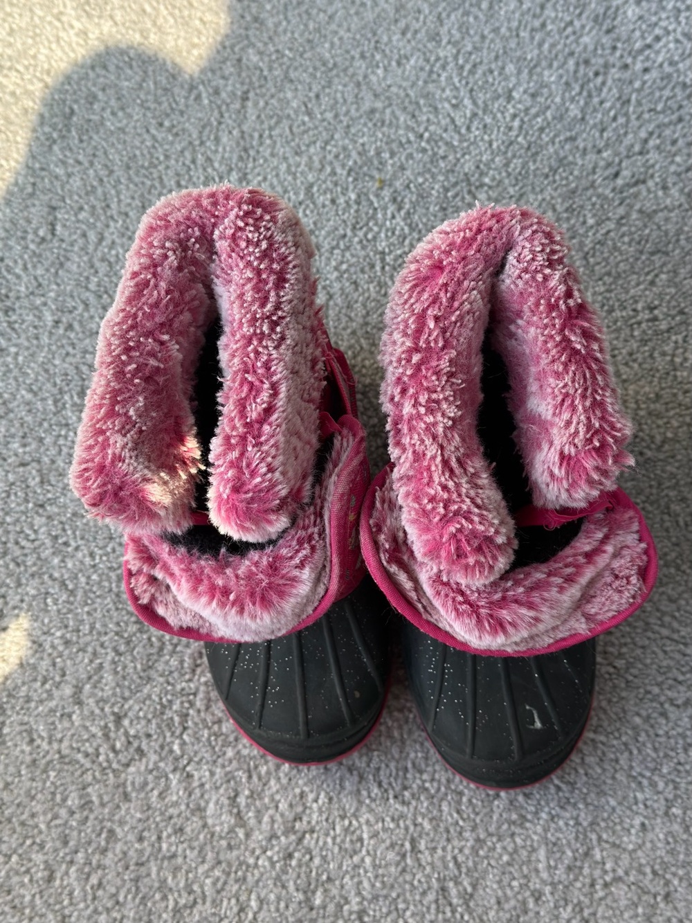 Girls Pink Faux-Fur Winter Boots